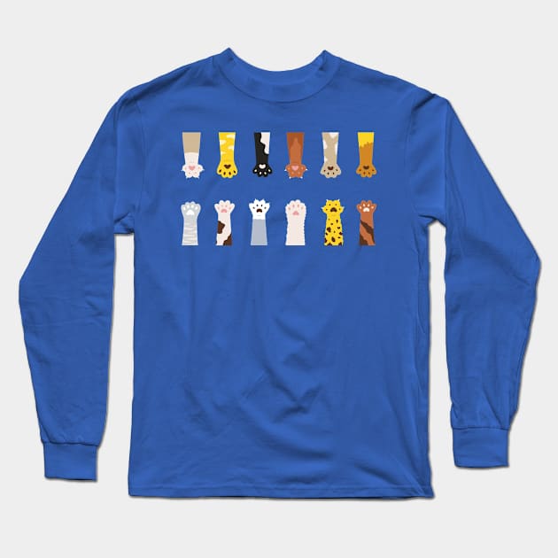 Cats Paws Colorful Long Sleeve T-Shirt by Mako Design 